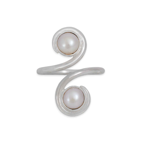 Nina Designs Sterling Silver Pearl Swirl Adjustable Ring