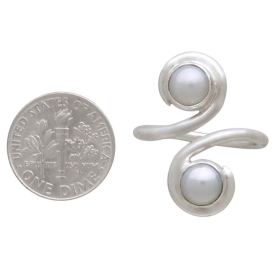 Sterling Silver Pearl Swirl Adjustable Ring with Dime