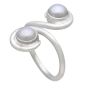 Sterling Silver Pearl Swirl Adjustable Ring Three Quarter View