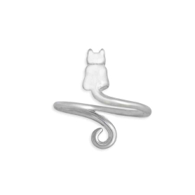 Sterling Silver Cat Ring - Adjustable Ring