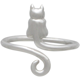Sterling Silver Adjustable Cat Ring front