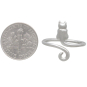 Sterling Silver Adjustable Cat Ring next to dime