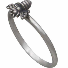 Sterling Silver Ring - Tiny Bee Ring top side view
