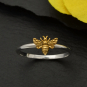 Sterling Silver Ring - Tiny Bronze Bee Ring black background