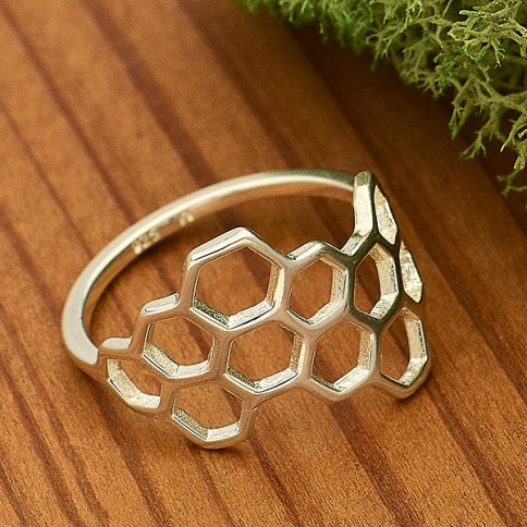 Sterling Silver Ring - Honeycomb Ring