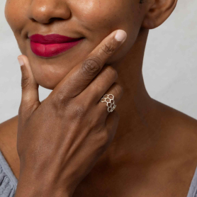 Sterling Silver Ring - Honeycomb Ring on model