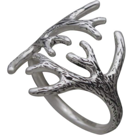 Sterling Silver Adjustable Antler Ring side view