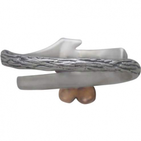 Silver Branch Ring with Bronze Cherry Blossom - Adjustable