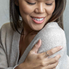 Sterling Silver Adjustable Simple Snake Ring on model