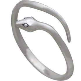 Sterling Silver Adjustable Simple Snake Ring diagonal