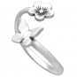 Sterling Silver Butterfly and Flower Adjustable Ring