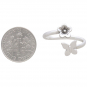 Sterling Silver Butterfly and Flower Adjustable Ring