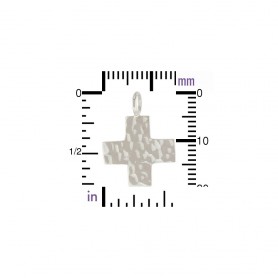 Sterling Silver Hammered Finish Cross Charm 20x15mm