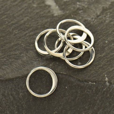 Sterlng Silver Half Hammered Circle Jewelry Link 9mm