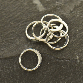Sterlng Silver Half Hammered Circle Jewelry Link 9mm