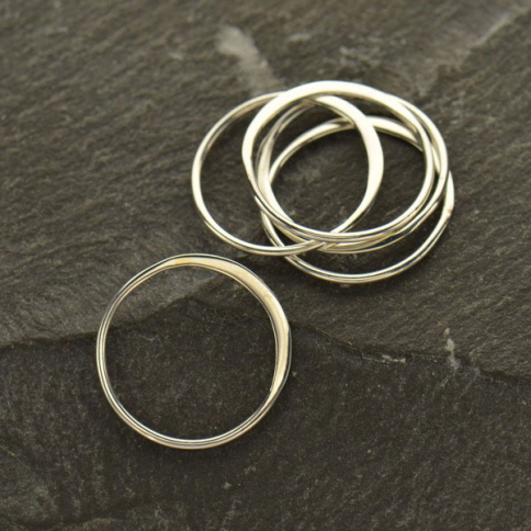 Sterling Silver Half Hammered Circle Jewelry Link 15mm
