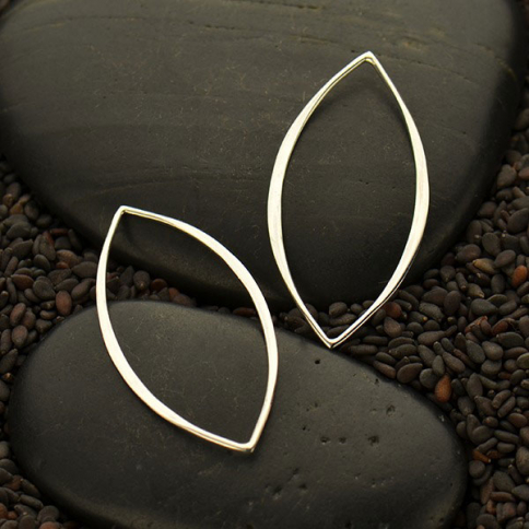 Sterling Silver Hammered Marquis Link 32x15mm