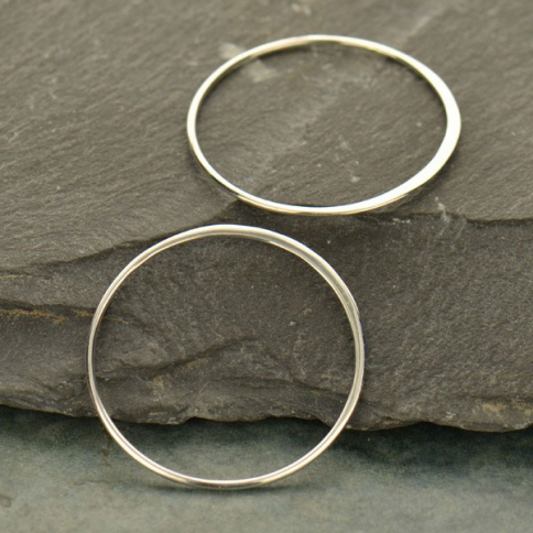 Sterling Silver Half Hammered Circle Jewelry Link 28mm