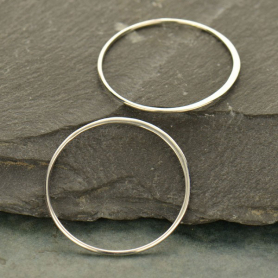 Sterling Silver Half Hammered Circle Jewelry Link 28mm