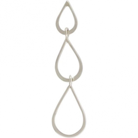 Jewelry Supplies - Three Teardrops Silver Links 44x11mm
