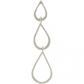 Jewelry Supplies - Three Teardrops Silver Links 44x11mm