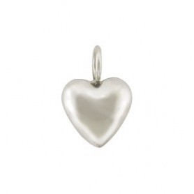 Sterling Silver Puffed Heart Charm - Medium 12x9mm