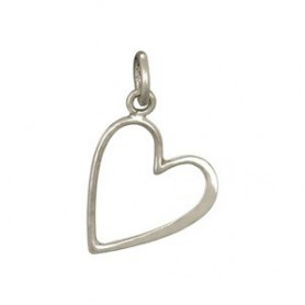Sterling Silver Open Heart Charm - Medium 19x12mm