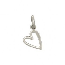 Sterling Silver Open Heart Charm - Small 14x7mm