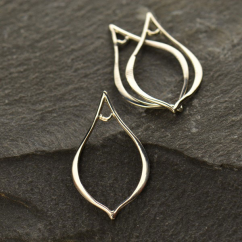 Sterling Silver Pointed Teardrop Link with Loop 20x12mm