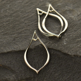 Sterling Silver Pointed Teardrop Link with Loop 20x12mm