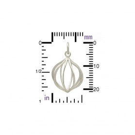 Sterling Silver Lantern Cage Pendant 22x13mm