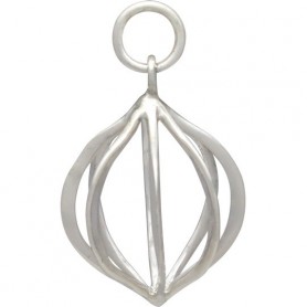Sterling Silver Lantern Cage Pendant 22x13mm