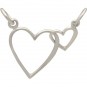 Sterling Silver Big and Little Heart Pendant Festoon 13x32mm