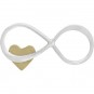Sterling Silver Infinity Charm with Tiny Bronze Heart 19x9mm