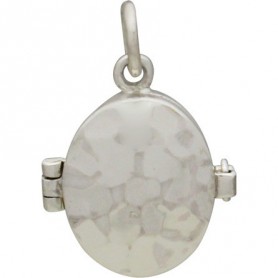Sterling Silver Oval Locket with Hammered Finish 19x13mm