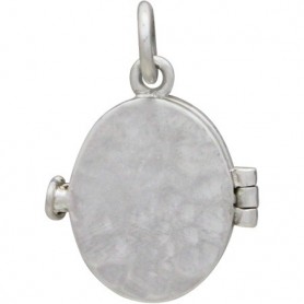 Sterling Silver Oval Locket with Hammered Finish 19x13mm