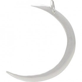 Sterling Silver Large Hammered Crescent Moon Charm 33x22mm