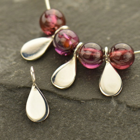 Sterling Silver Tiny Teardrop Dangle Charm 9x4mm
