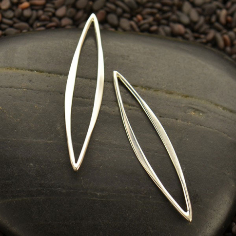 Sterling Silver Medium Skinny Marquis Link 30x6mm