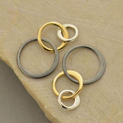 Mixed Metal Small Three Graduated Circles Link 18x10mm