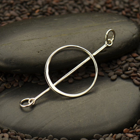 Sterling Silver Circle with Bar Link 42x18mm