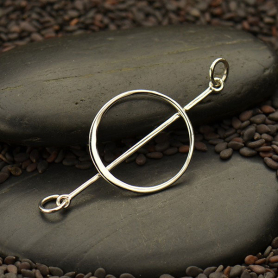 Sterling Silver Circle with Bar Link 42x18mm
