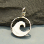 Sterling Silver Flat Plate Wave Charm 18x12mm