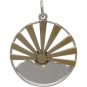 Silver Mountain Range Pendant with Bronze Sun Rays 26x20mm