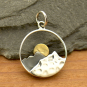 Silver Mountain Range Pendant with Bronze Sun 21x15mm