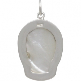 Hand Carved Mother of Pearl Skull Pendant 26x15mm