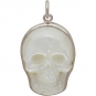 Hand Carved Mother of Pearl Skull Pendant 26x15mm