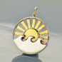 Sterling Silver Wave Pendant with Bronze Sun Rays 26x20mm