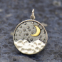 Sterling Silver Mountain Pendant with Bronze Moon 24x18mm