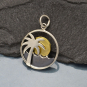 Silver Palm Tree and Ocean Charm with Bronze Sun 22x15mm